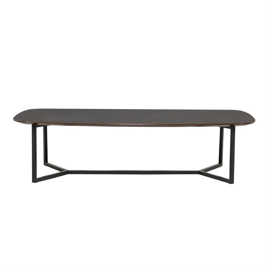 Salontafel Jace bruin mdf 130 cm, vooraanzicht op witte achtergrond