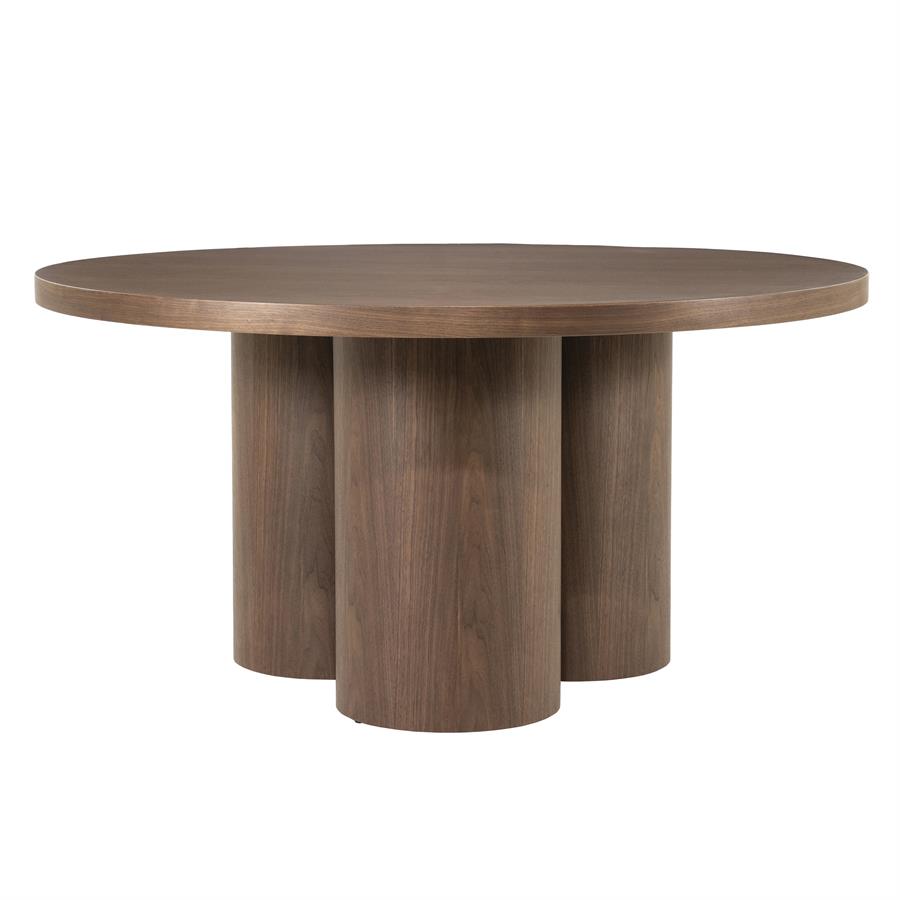 Eettafel Nisa bruin mdf, vooraanzicht op witte achtergrond
