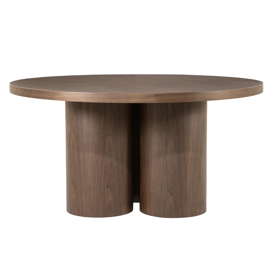 Eettafel Nisa bruin mdf, vooraanzicht op witte achtergrond