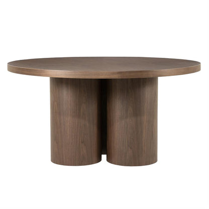 Eettafel Nisa bruin mdf, vooraanzicht op witte achtergrond