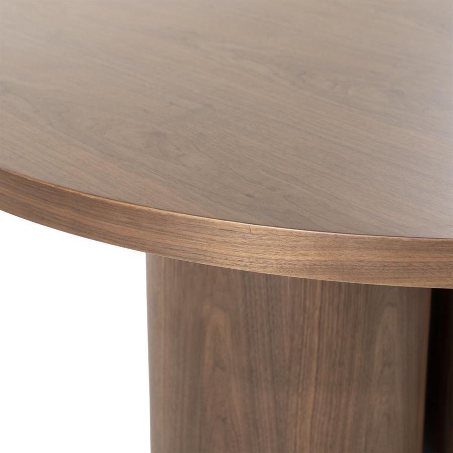 Eettafel Nisa bruin mdf, detail van het materiaal