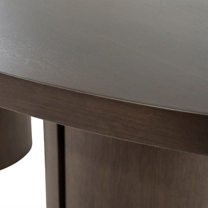 Eettafel Noud bruin mdf, detail van het materiaal