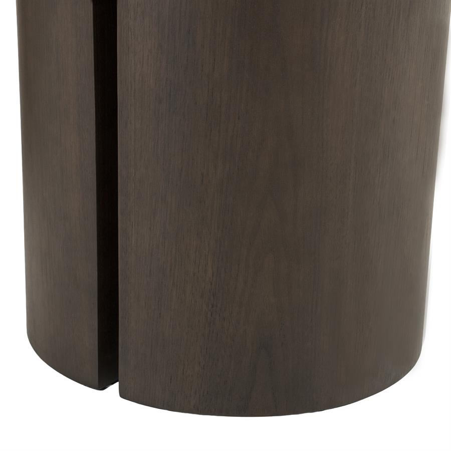 Eettafel Noud bruin mdf, detail van het materiaal