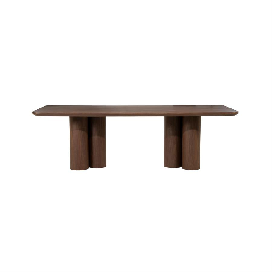 Eettafel Logan bruin mdf 240 x 110 cm, vooraanzicht op witte achtergrond