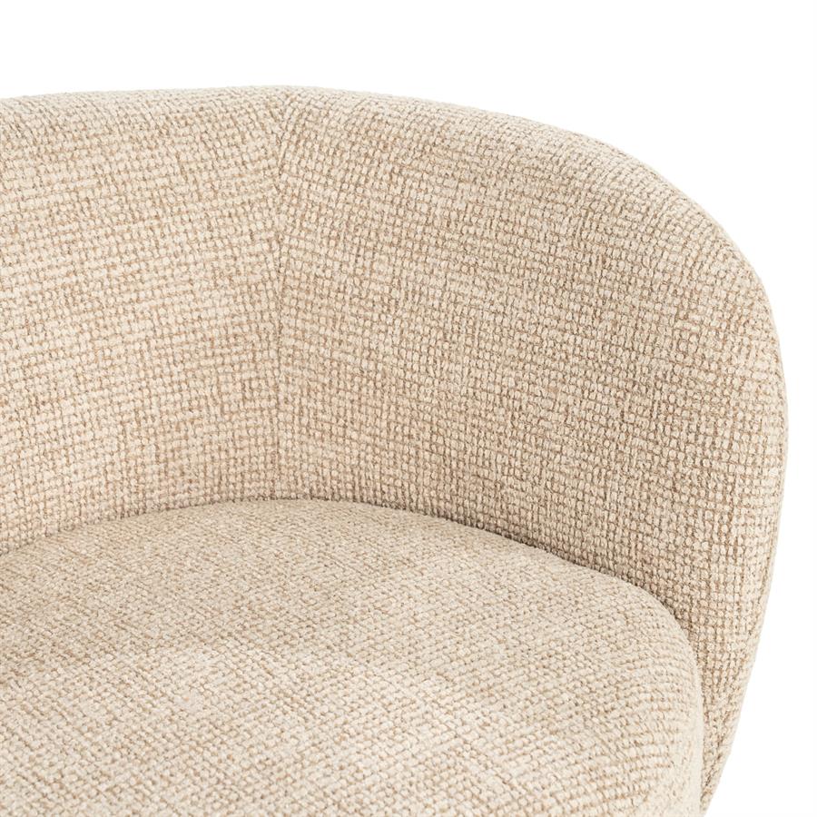 Fauteuil Norah taupe stof, detail van het materiaal