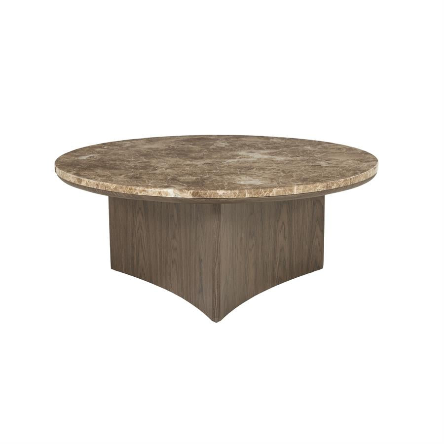 Salontafel Okke walnoot fineer 80 x 80 cm, vooraanzicht op witte achtergrond