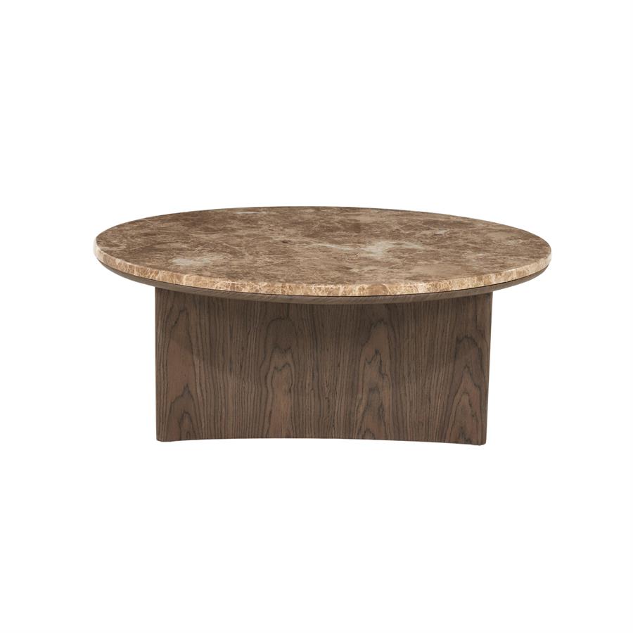 Salontafel Okke walnoot fineer 80 x 80 cm, vooraanzicht op witte achtergrond