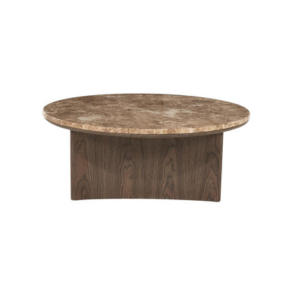 Salontafel Okke walnoot fineer 80 x 80 cm, vooraanzicht op witte achtergrond