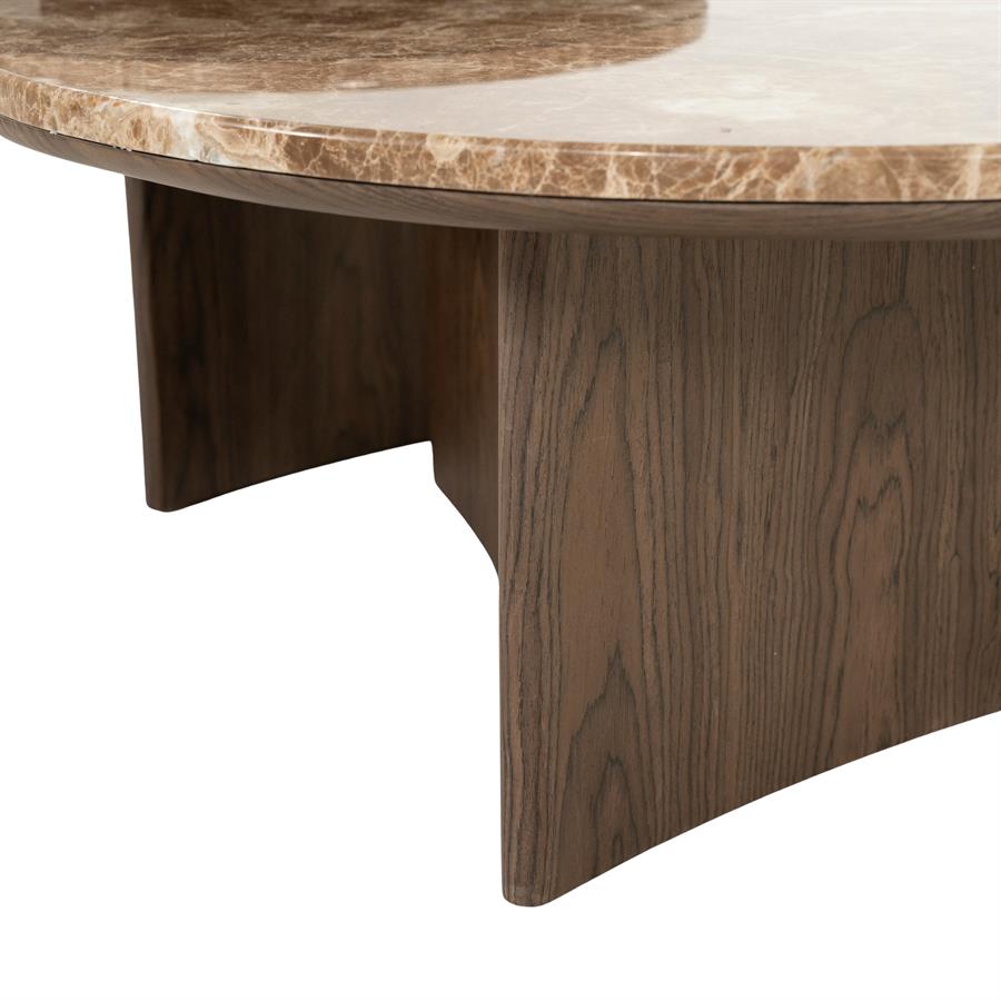 Salontafel Okke walnoot fineer 80 x 80 cm, detail van het materiaal