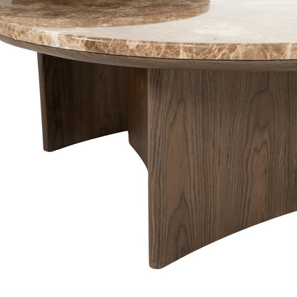 Salontafel Okke walnoot fineer 80 x 80 cm, detail van het materiaal