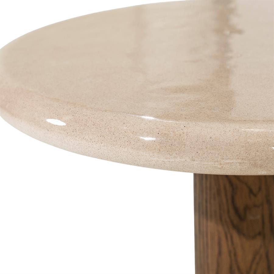 Bijzettafel Kyan beige beton, detail van het materiaal