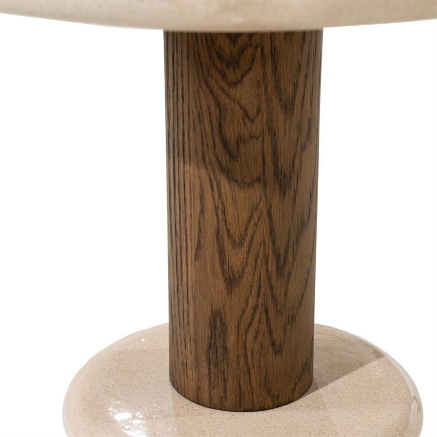 Bijzettafel Kyan beige beton, detail van het materiaal
