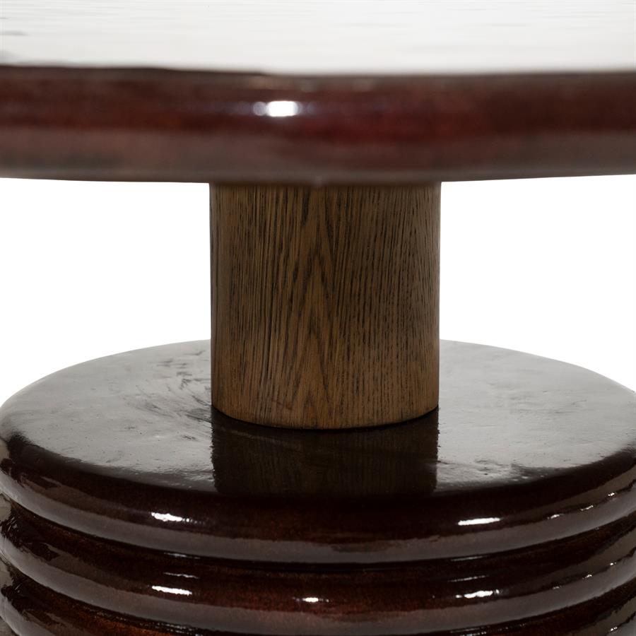 Salontafel Kyan bruin beton, detail van het materiaal