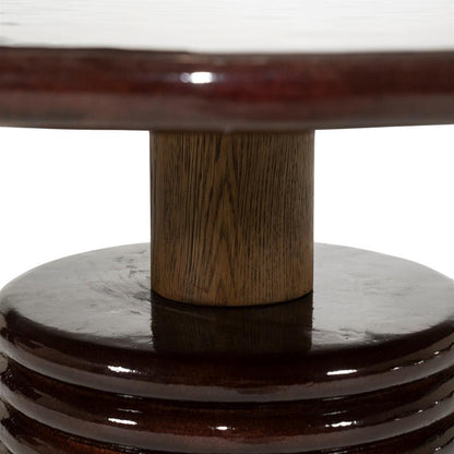 Salontafel Kyan bruin beton, detail van het materiaal