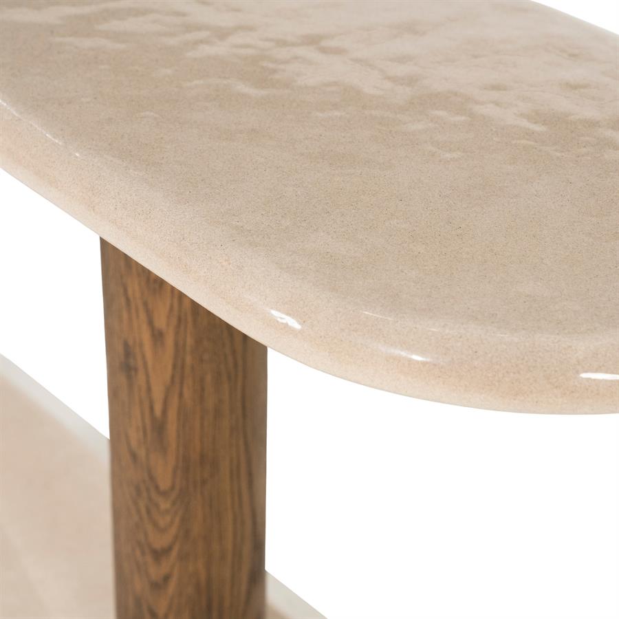 Sidetable Kyan beige beton, detail van het materiaal