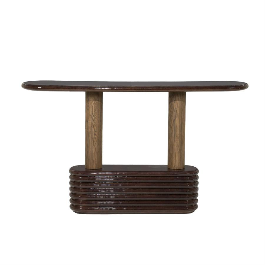 Sidetable Kyan bruin beton, vooraanzicht op witte achtergrond