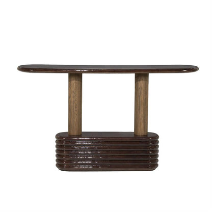 Sidetable Kyan bruin beton, vooraanzicht op witte achtergrond