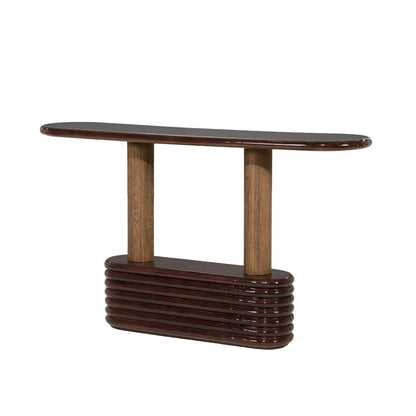 Sidetable Kyan bruin beton, schuin vooraanzicht op witte achtergrond