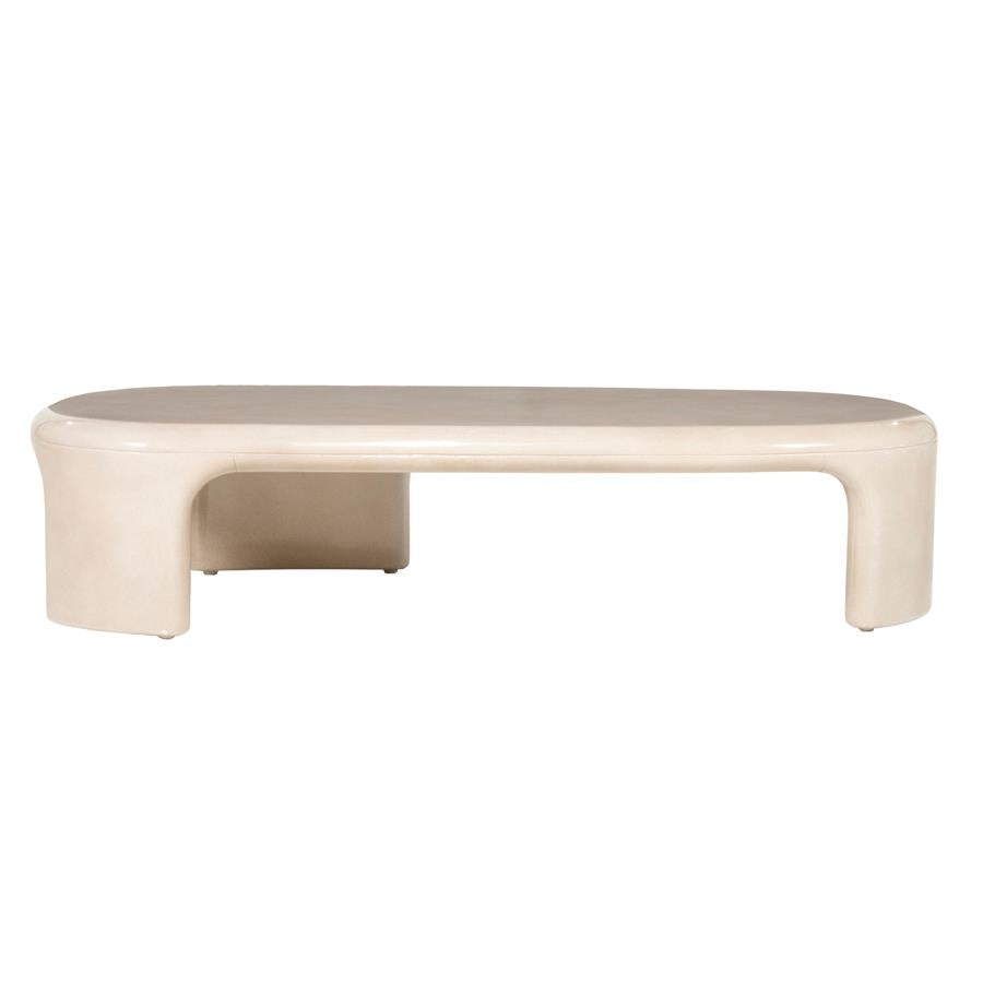 Salontafel Kane beige beton, vooraanzicht op witte achtergrond