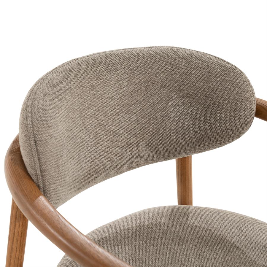 Eetkamerstoel Roy taupe essenhout, detail van het materiaal