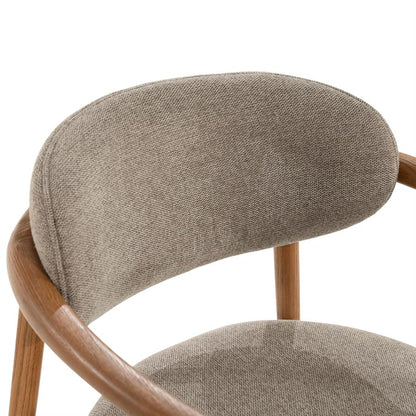 Eetkamerstoel Roy taupe essenhout, detail van het materiaal