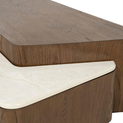 Salontafel Romee bruin eiken fineer, detail van het materiaal