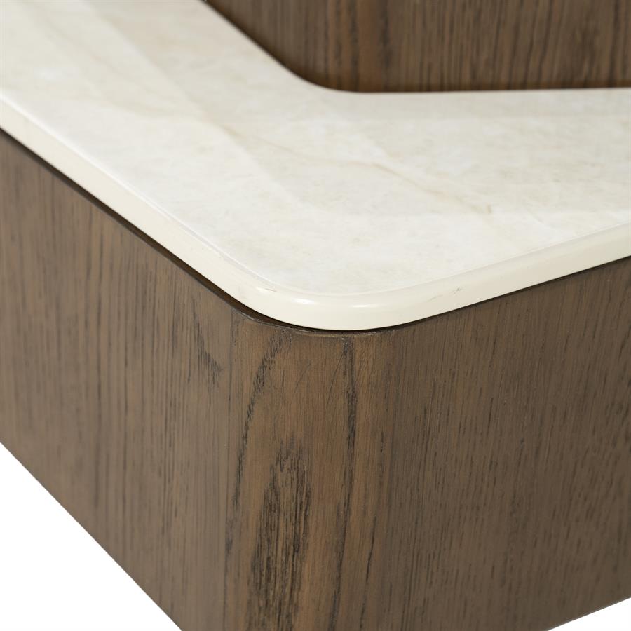 Salontafel Romee bruin eiken fineer, detail van het materiaal