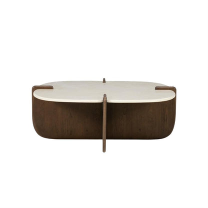 Salontafel Filou bruin eiken fineer 80 cm, vooraanzicht op witte achtergrond