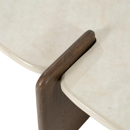 Salontafel Filou bruin eiken fineer 80 cm, detail van het materiaal