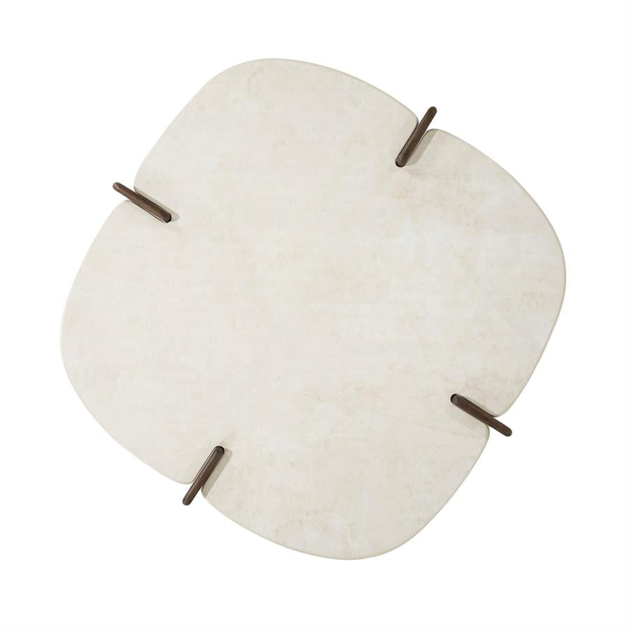 Salontafel Filou bruin eiken fineer 80 cm, bovenaanzicht op witte achtergrond