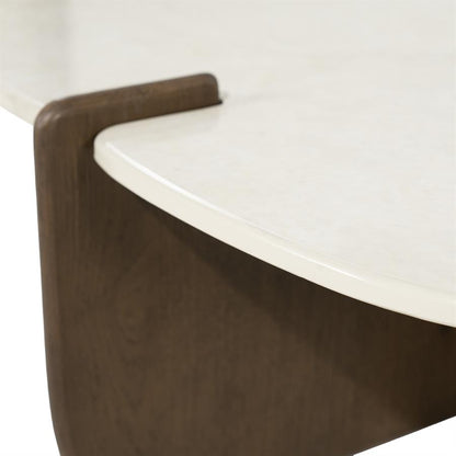 Salontafel Filou bruin eiken fineer 80 cm, detail van het materiaal