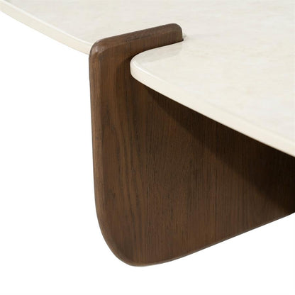 Salontafel Filou bruin eiken fineer 130 cm, detail van het materiaal