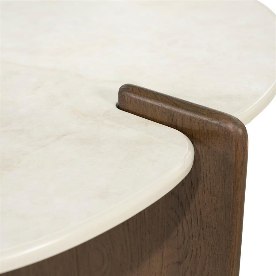 Salontafel Filou bruin eiken fineer 130 cm, detail van het materiaal