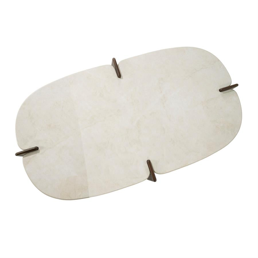 Salontafel Filou bruin eiken fineer 130 cm, bovenaanzicht op witte achtergrond