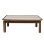 Salontafel Gabi bruin eiken fineer 100 x 100 cm, vooraanzicht op witte achtergrond
