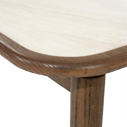 Salontafel Gabi bruin eiken fineer 100 x 100 cm, detail van het materiaal