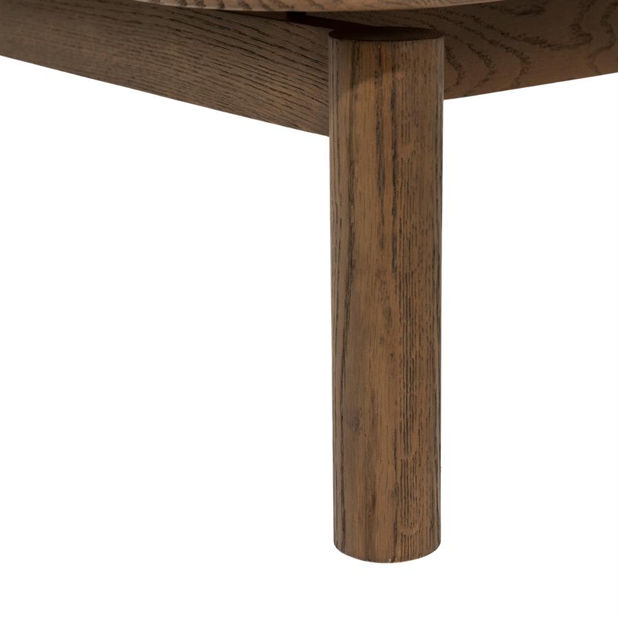 Salontafel Gabi bruin eiken fineer 100 x 100 cm, detail van het materiaal