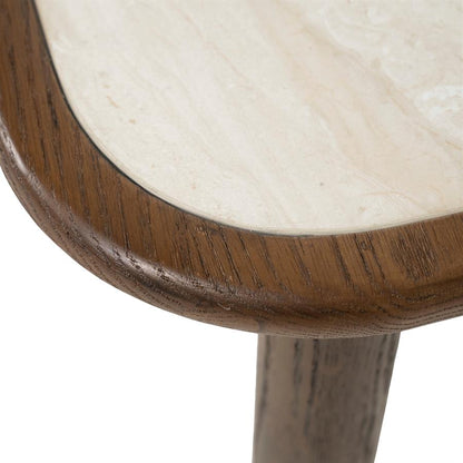 Salontafel Gabi bruin eiken fineer 100 x 100 cm, detail van het materiaal