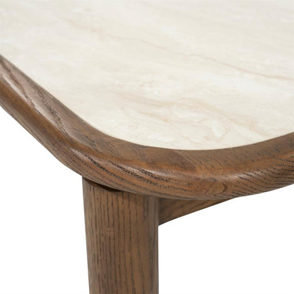 Salontafel Gabi bruin eiken fineer 120 x 60 cm, detail van het materiaal