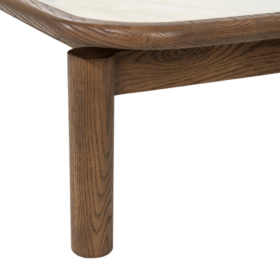 Salontafel Gabi bruin eiken fineer 120 x 60 cm, detail van het materiaal