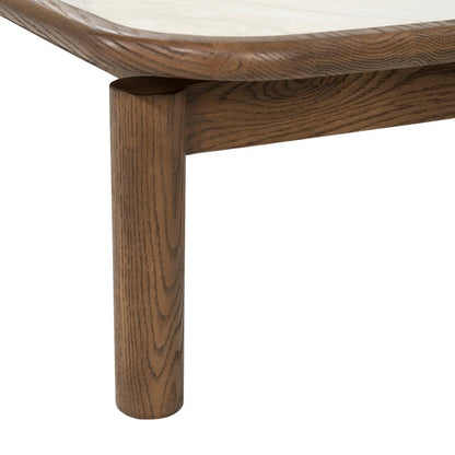 Salontafel Gabi bruin eiken fineer 120 x 60 cm, detail van het materiaal