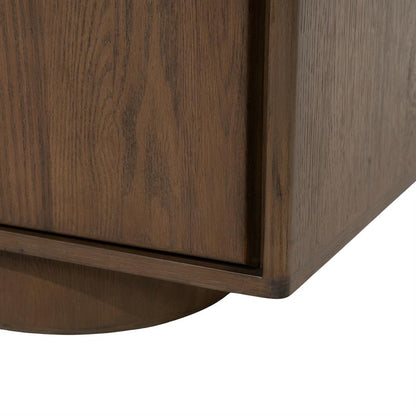 TV-meubel Leandro bruin eiken fineer 180 cm, detail van het materiaal