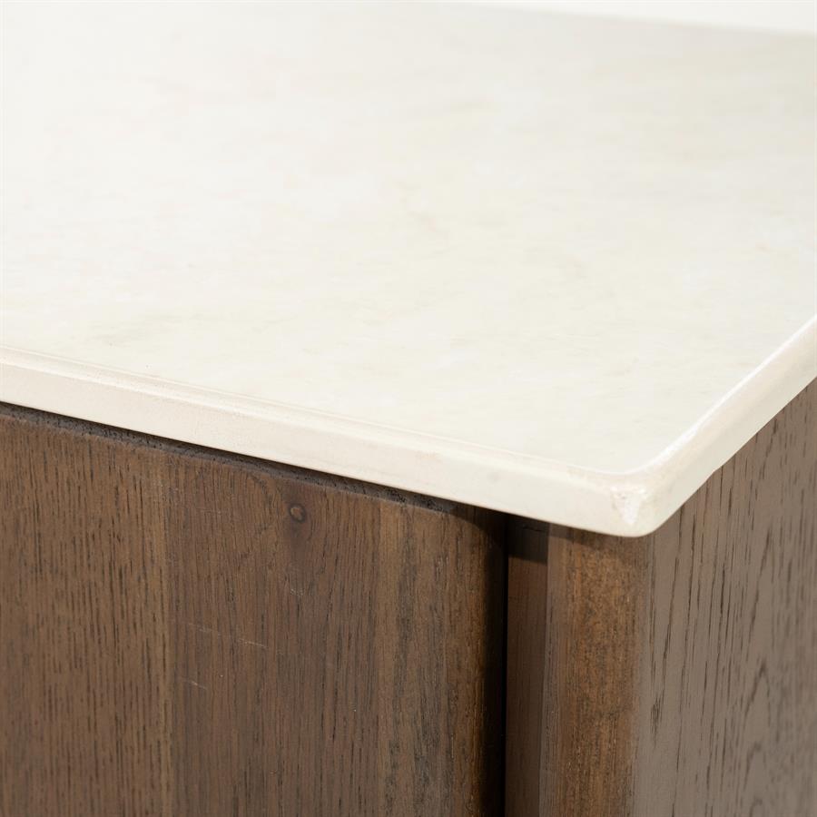 TV-meubel Leandro bruin eiken fineer 250 cm, detail van het materiaal