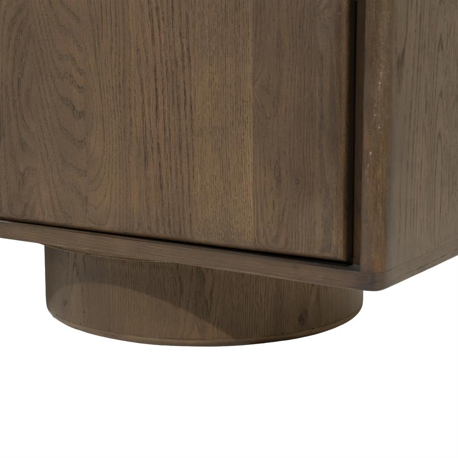 TV-meubel Leandro bruin eiken fineer 250 cm, detail van het materiaal