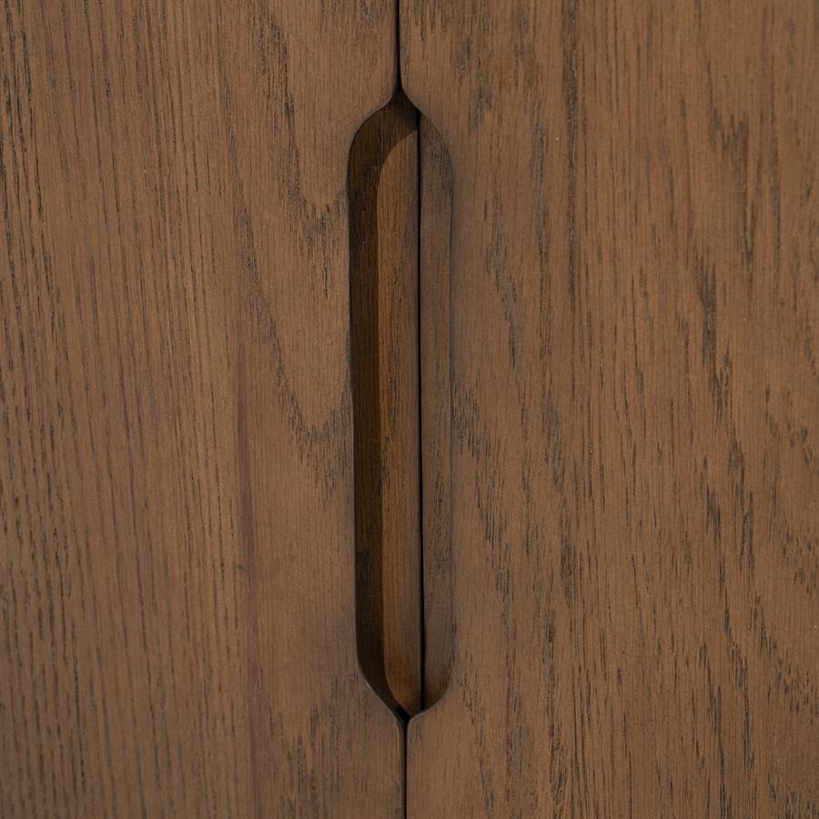 Dressoir Leandro bruin eiken fineer, detail van het materiaal