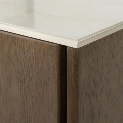 Dressoir Leandro bruin eiken fineer, detail van het materiaal