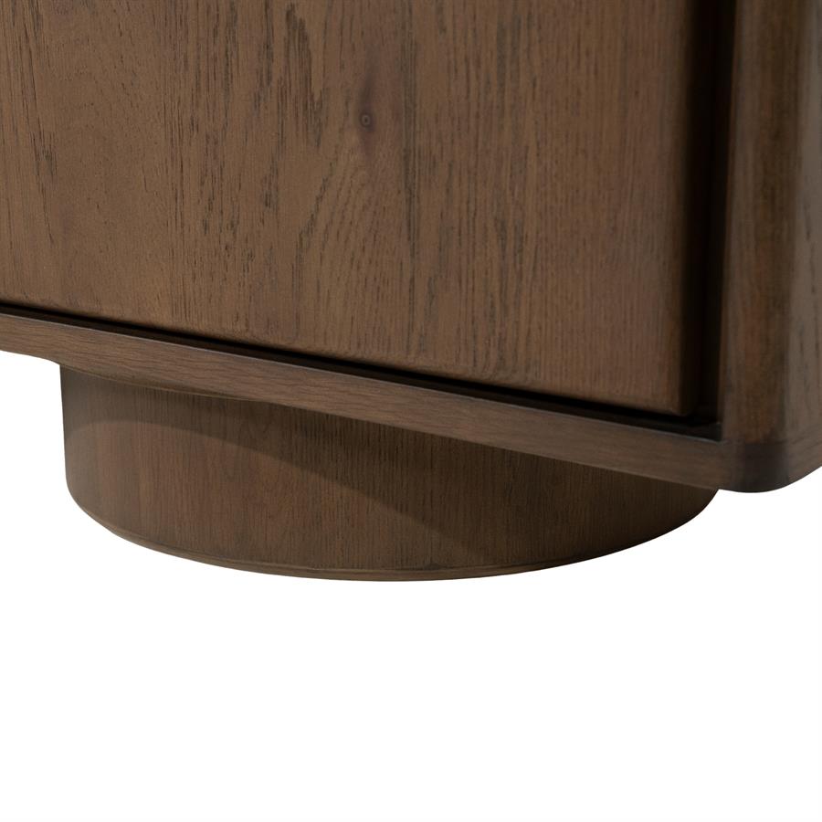 Dressoir Leandro bruin eiken fineer, detail van het materiaal