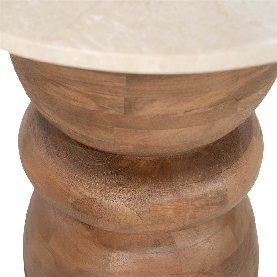 Bijzettafel Pippa naturel mangohout, detail van het materiaal
