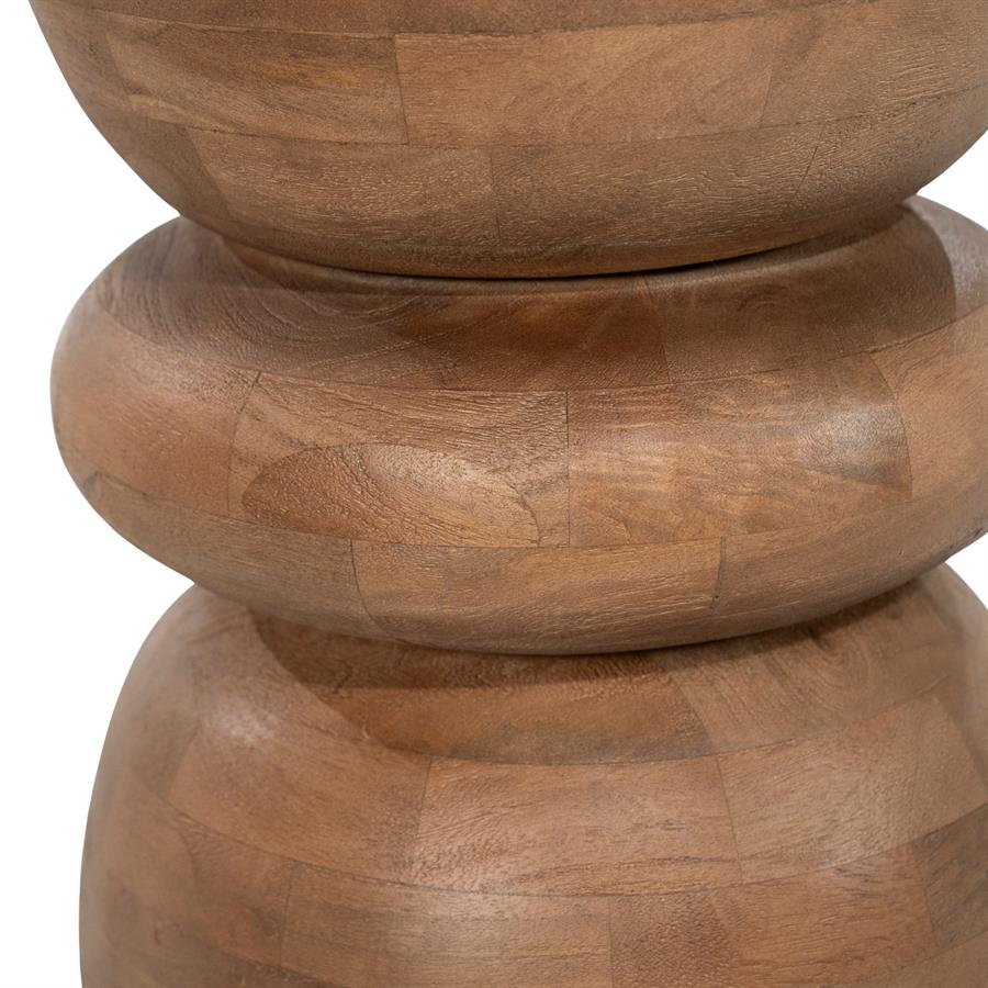 Bijzettafel Pippa naturel mangohout, detail van het materiaal