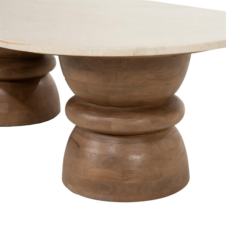 Salontafel Pippa naturel mangohout, detail van het materiaal